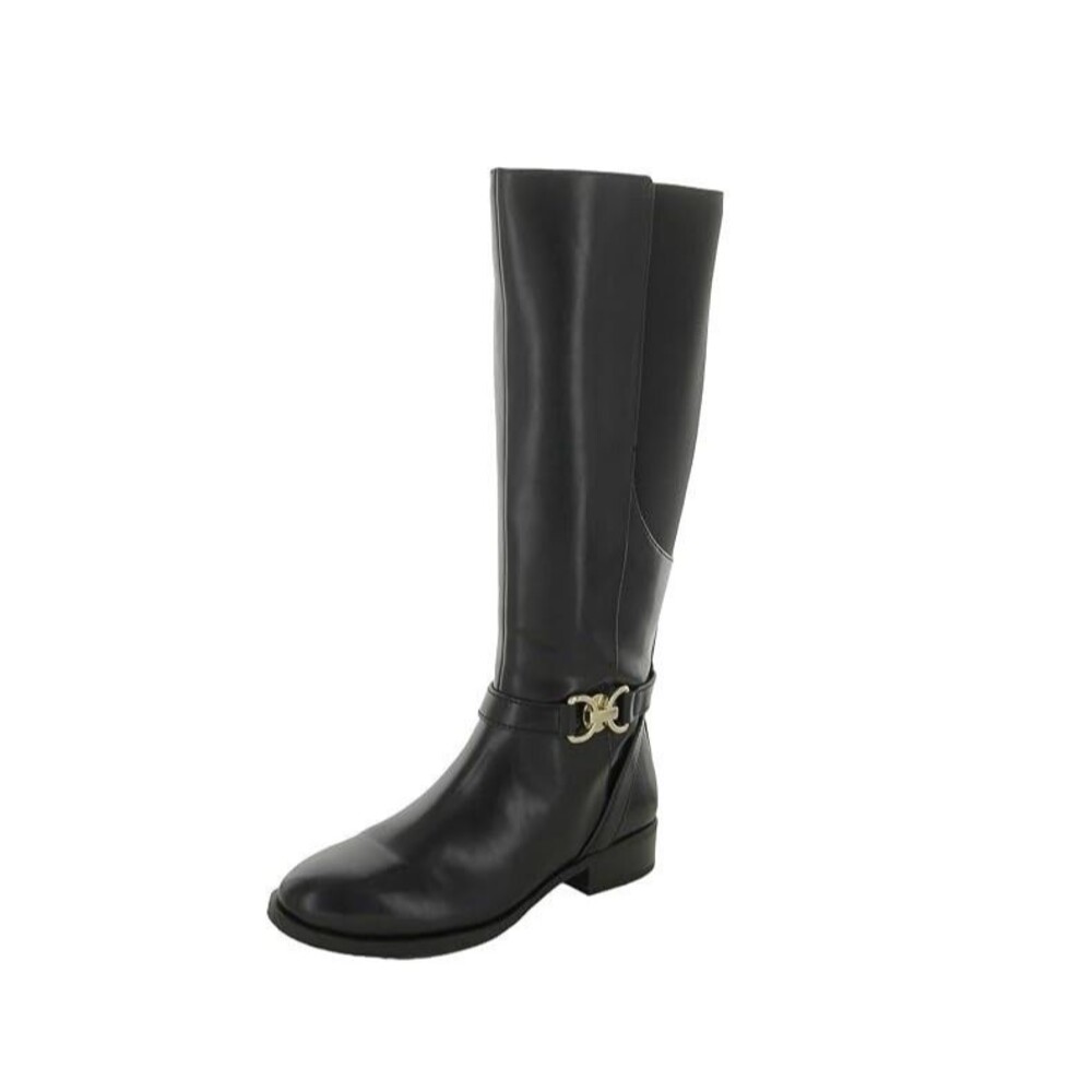 INC Womens 8 M Black Faron Faux Leather Zip Up Knee High Riding Boots NIB OZ8